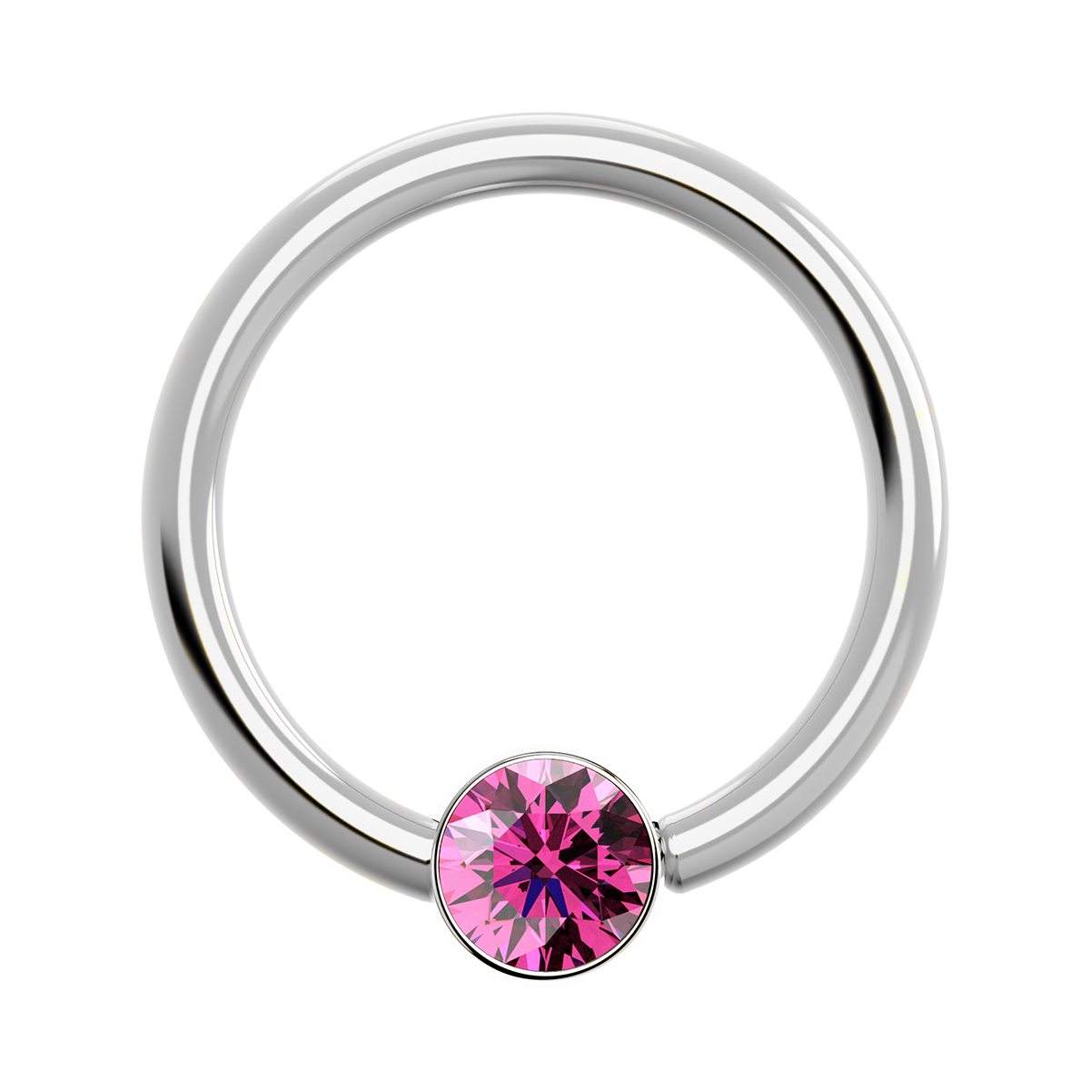 18g Titanium Fixed Bezel Ring With Genuine Gemstones