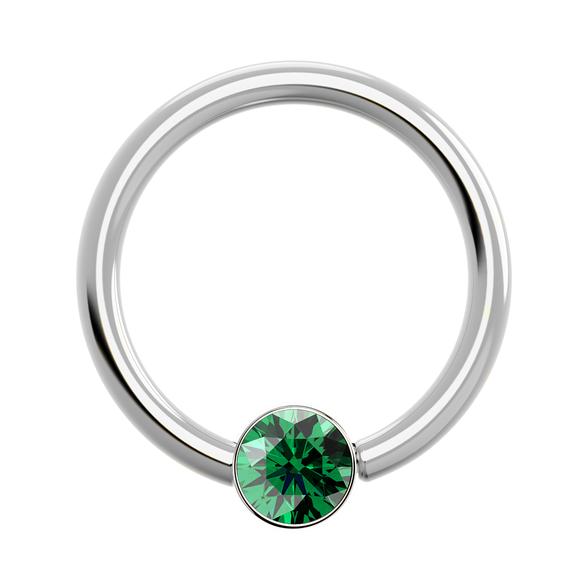 18g Titanium Fixed Bezel Ring With Genuine Gemstones