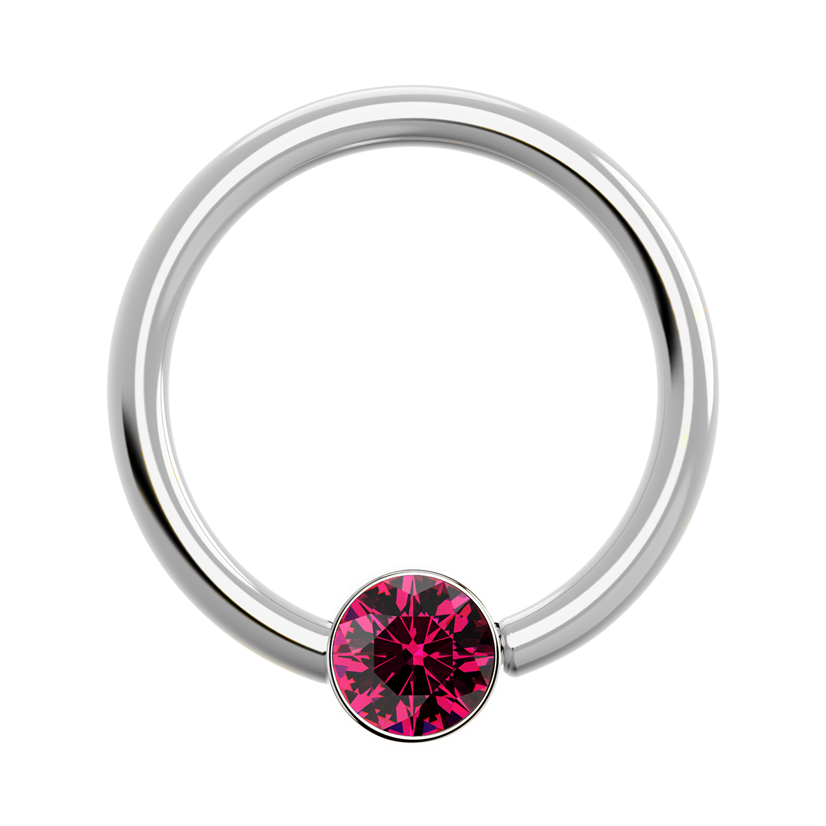 18g Titanium Fixed Bezel Ring With Genuine Gemstones
