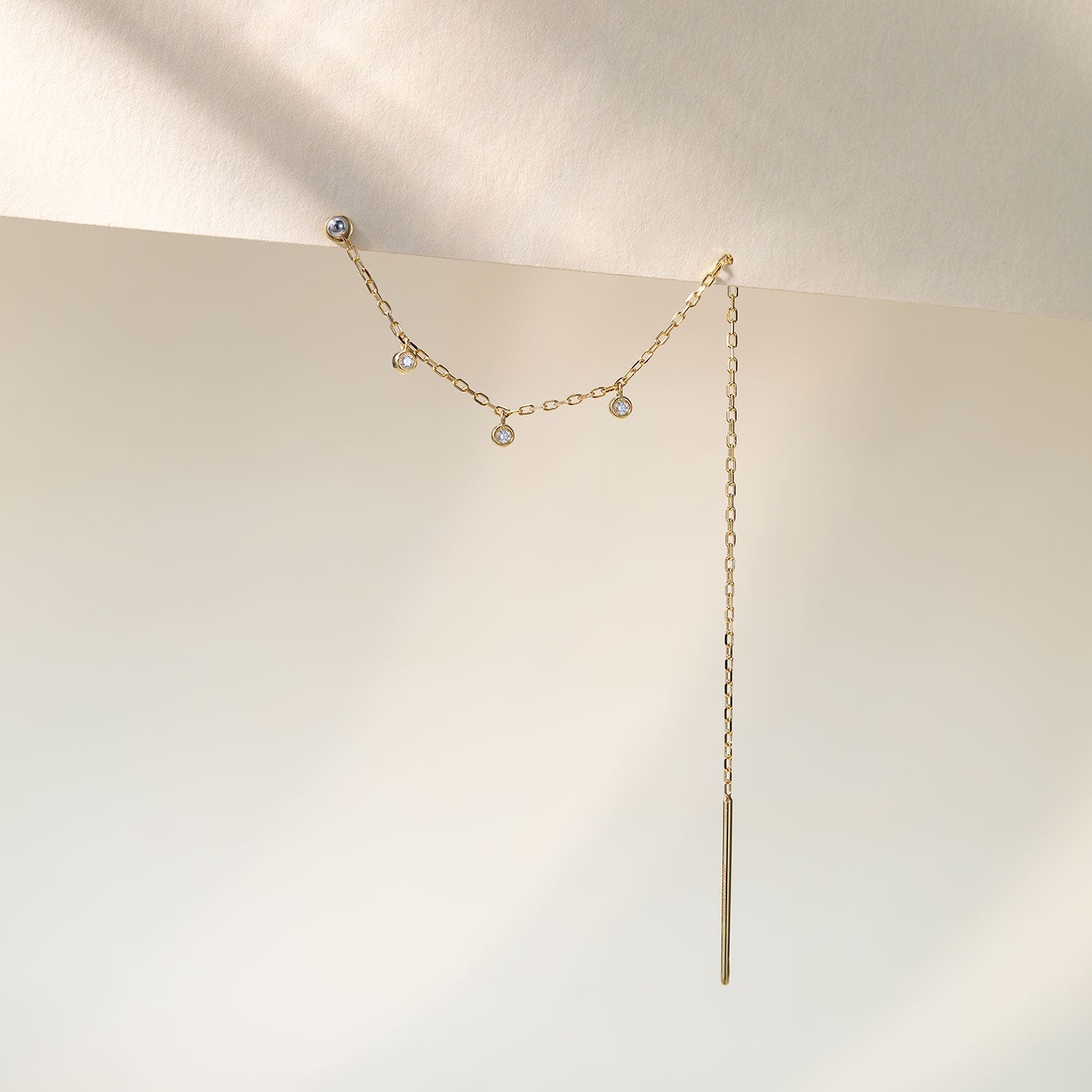 Threader - Dripping Bezel Diamonds Long