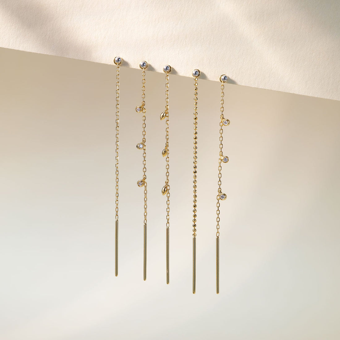 Threader - Dripping Marquise Gold Beads and Jump Ring Short