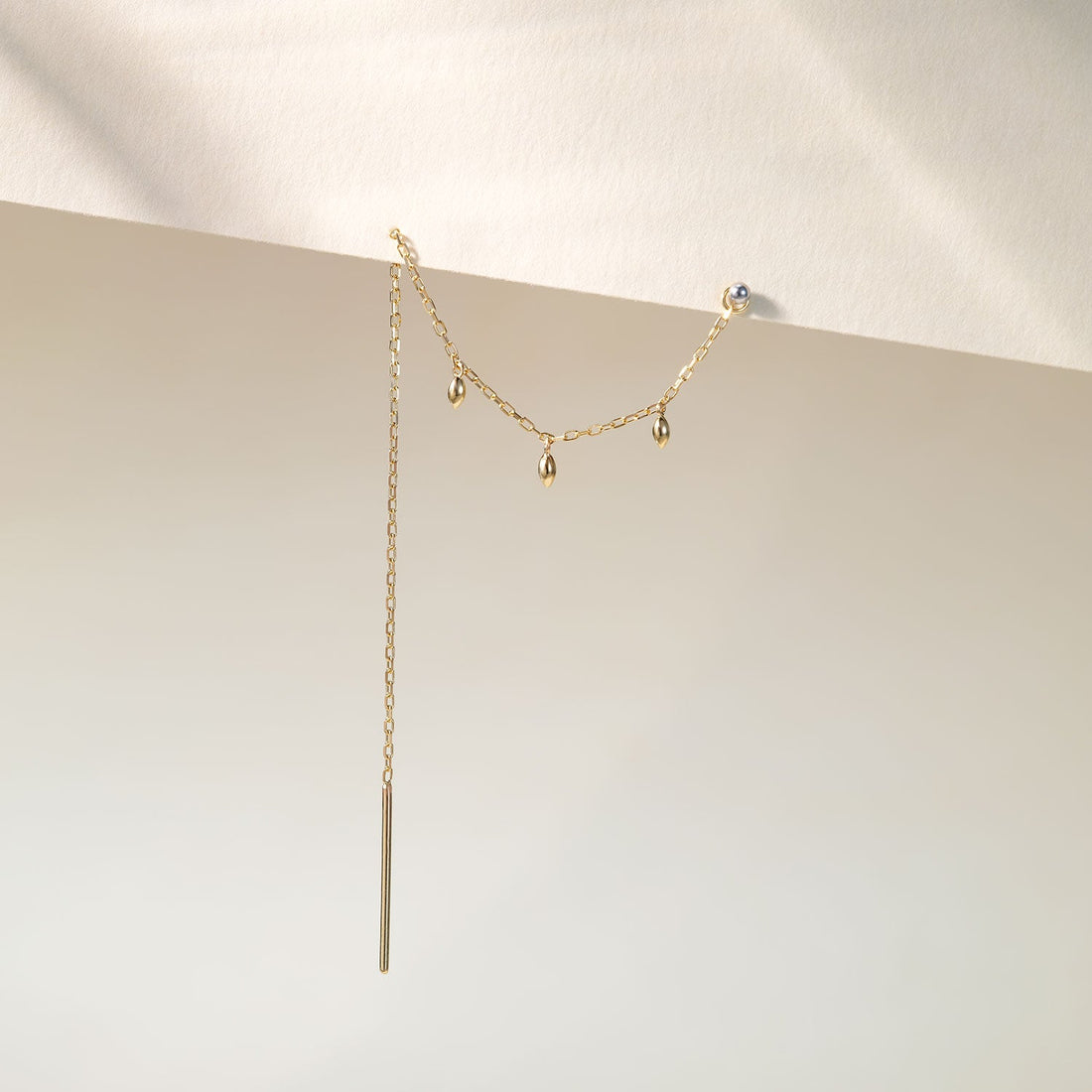Threader - Dripping Marquise Gold Beads and Jump Ring Long