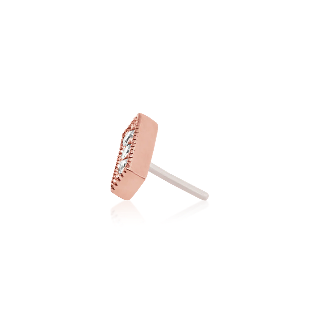 Three Gem Millgrain CZ Bar from Junipurr Rose Gold (Vault)