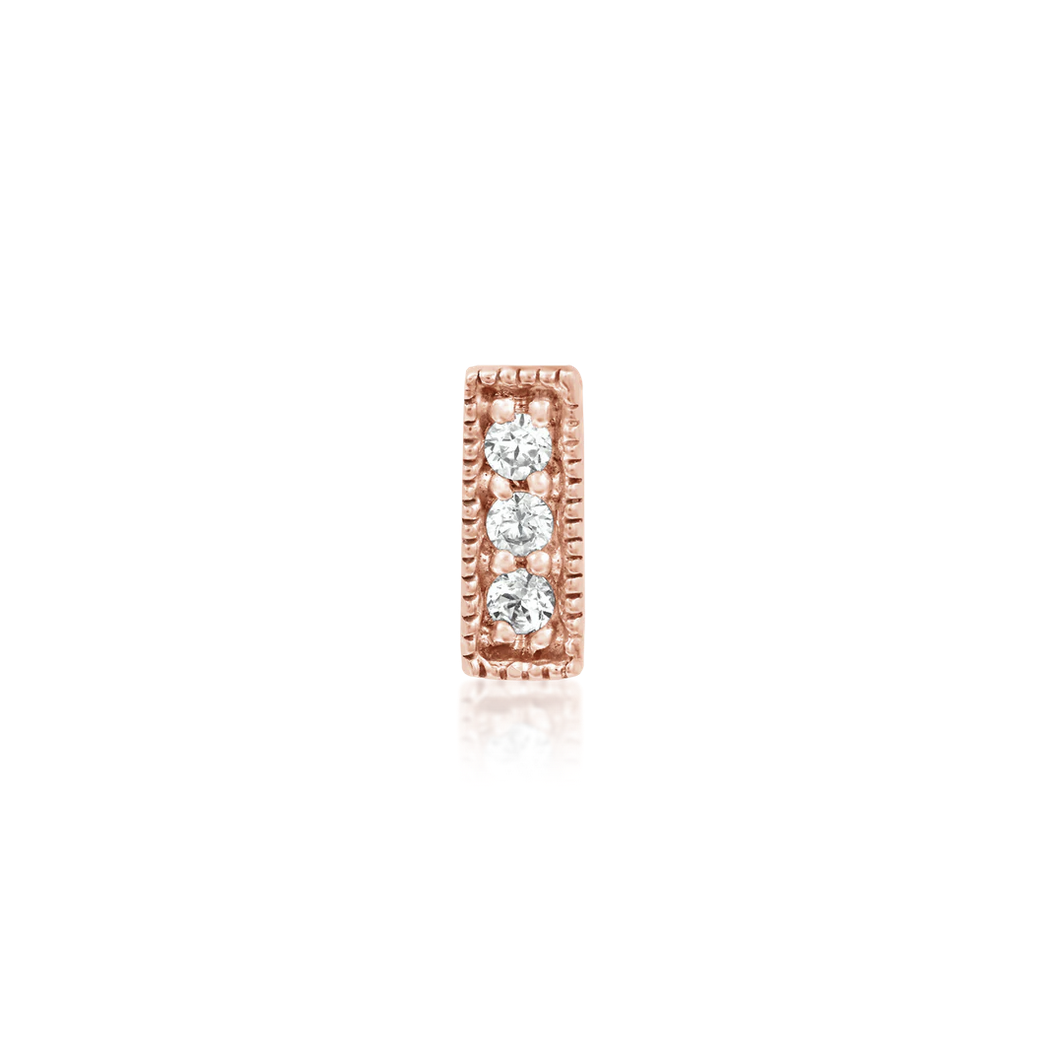 Three Gem Millgrain CZ Bar from Junipurr Rose Gold (Vault)