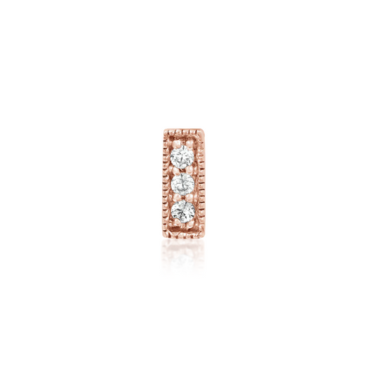 Three Gem Millgrain CZ Bar from Junipurr Rose Gold (Vault)