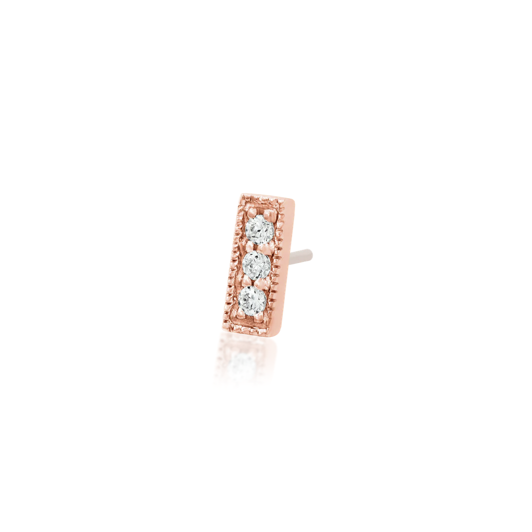 Three Gem Millgrain CZ Bar from Junipurr Rose Gold (Vault)