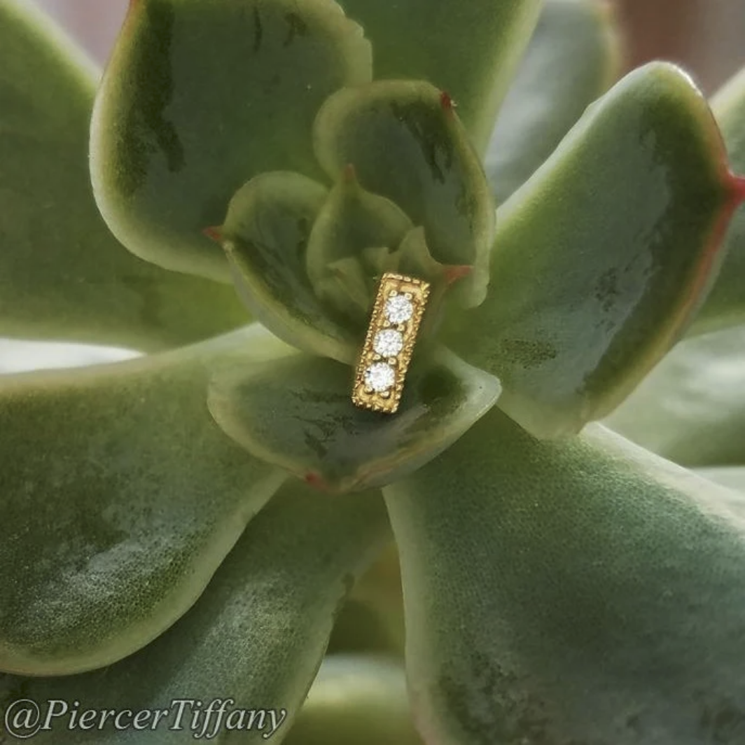 Three Gem Millgrain CZ Bar — Junipurr