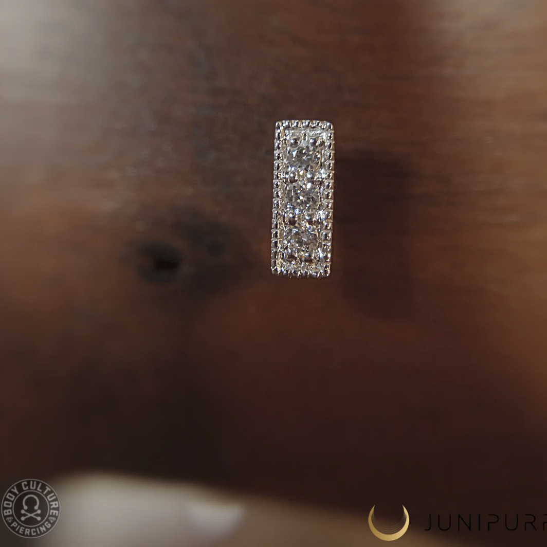 Three Gem Millgrain CZ Bar — Junipurr