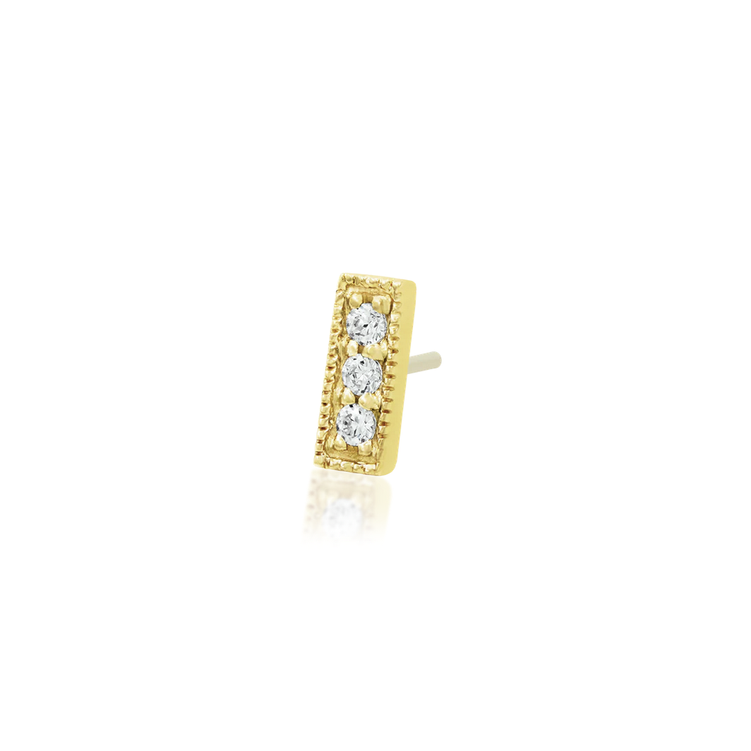 Three Gem Millgrain CZ Bar — Junipurr