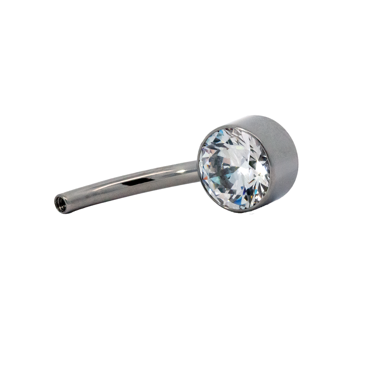 Titanium Single Bezel Set Gem Curve Post