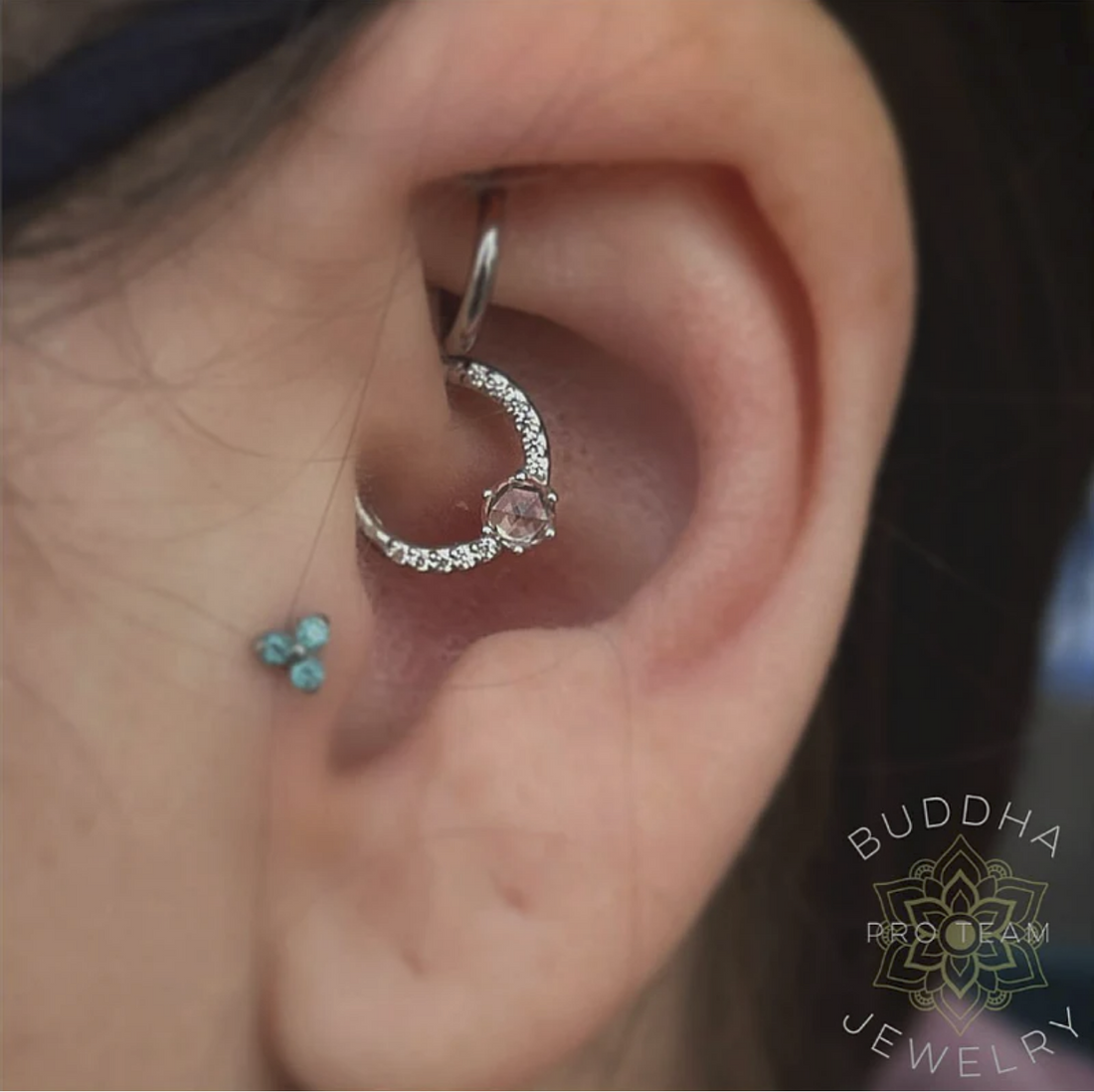 Tinsley Clicker with White Sapphire and CZ — Buddha