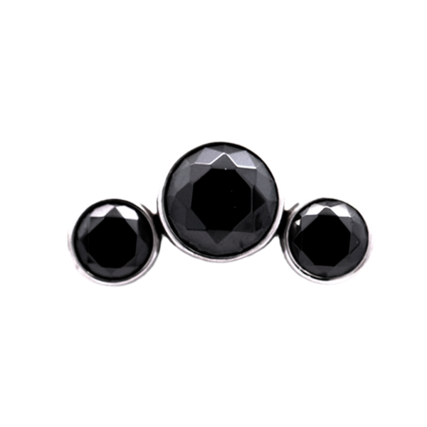 Titanium Curved 3 Gem Cluster