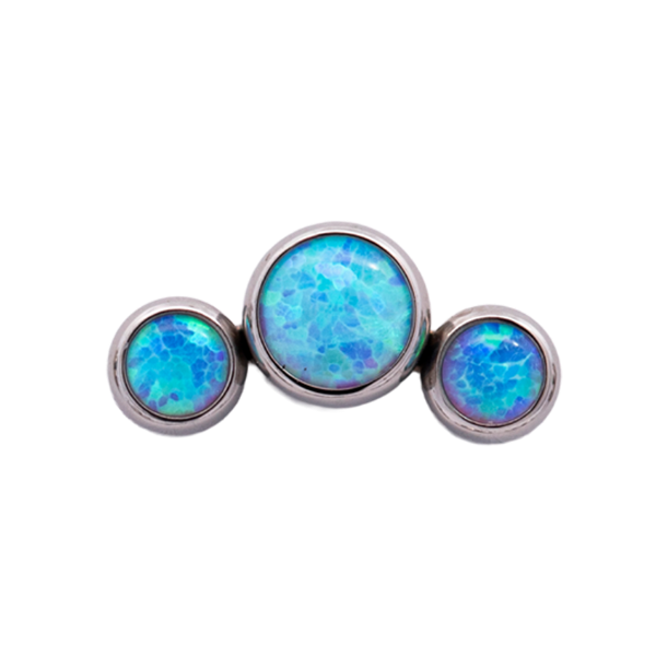 Titanium Curved 3 Gem Cluster