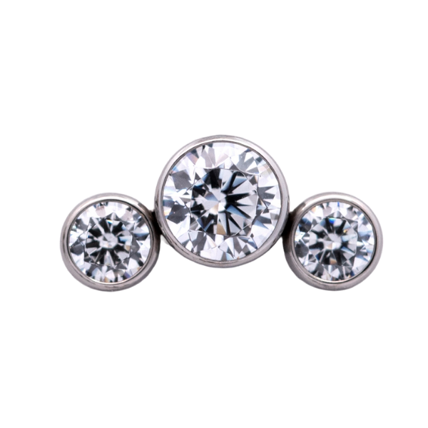 Titanium Curved 3 Gem Cluster