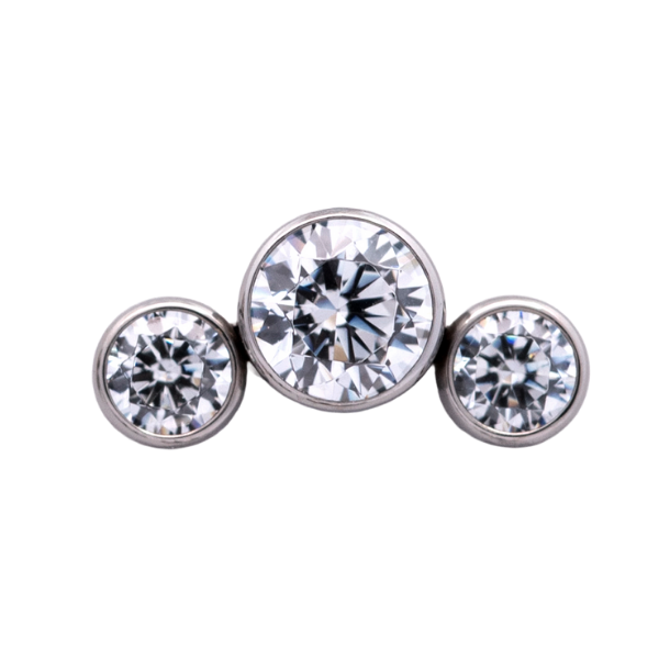 Titanium Curved 3 Gem Cluster