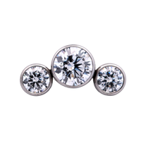 Titanium Curved 3 Gem Cluster