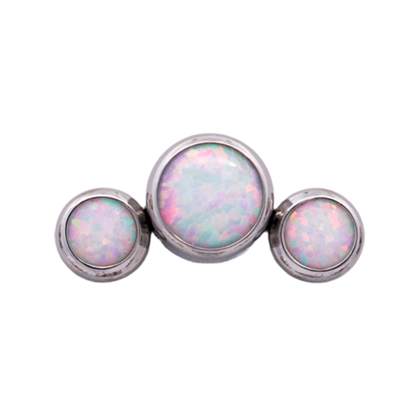Titanium Curved 3 Gem Cluster