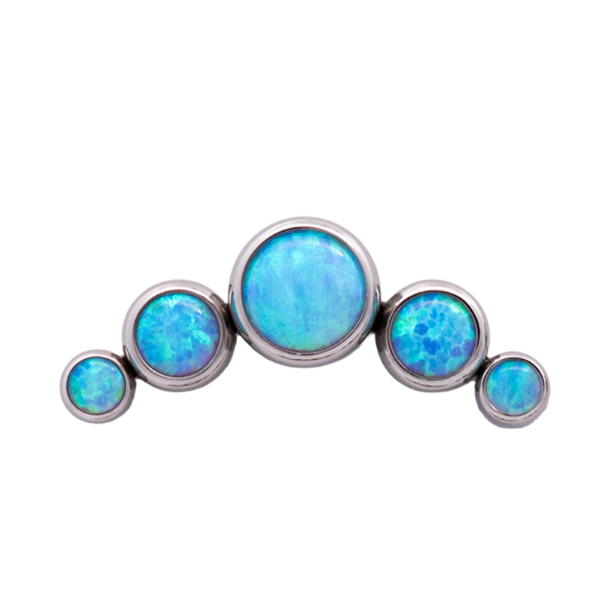 Titanium Curved 5 Gem Cluster