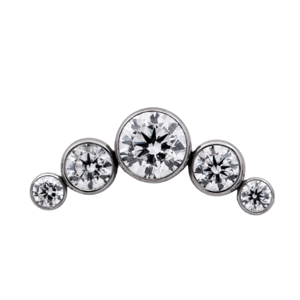 Titanium Curved 5 Gem Cluster