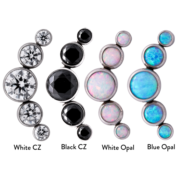 Titanium Curved 5 Gem Cluster