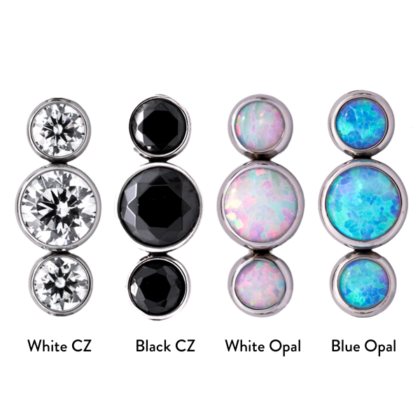 Titanium Straight 3 Gem Cluster