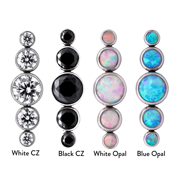 Titanium Straight 5 Gem Cluster