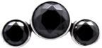 Titanium Curved 3 Gem Cluster