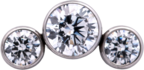 Titanium Curved 3 Gem Cluster
