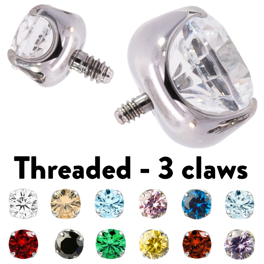 Prong-Set Gem 3 Claws - Threaded