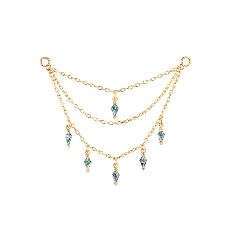 Triple Chain with Kite Gemstones — Modern Mood