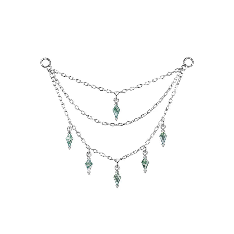 Triple Chain with Kite Gemstones — Modern Mood