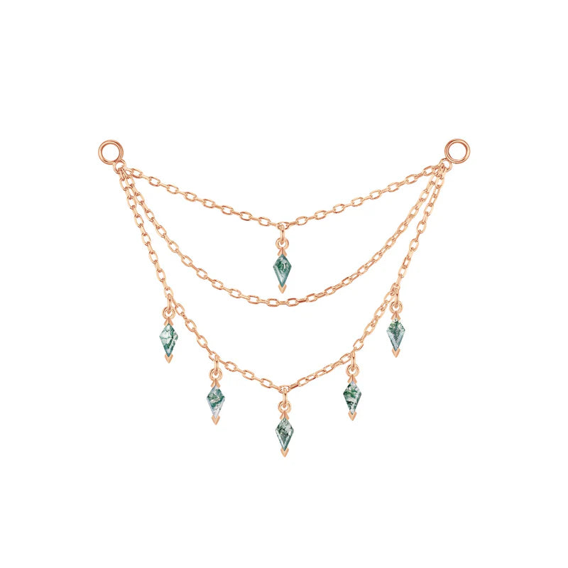 Triple Chain with Kite Gemstones — Modern Mood