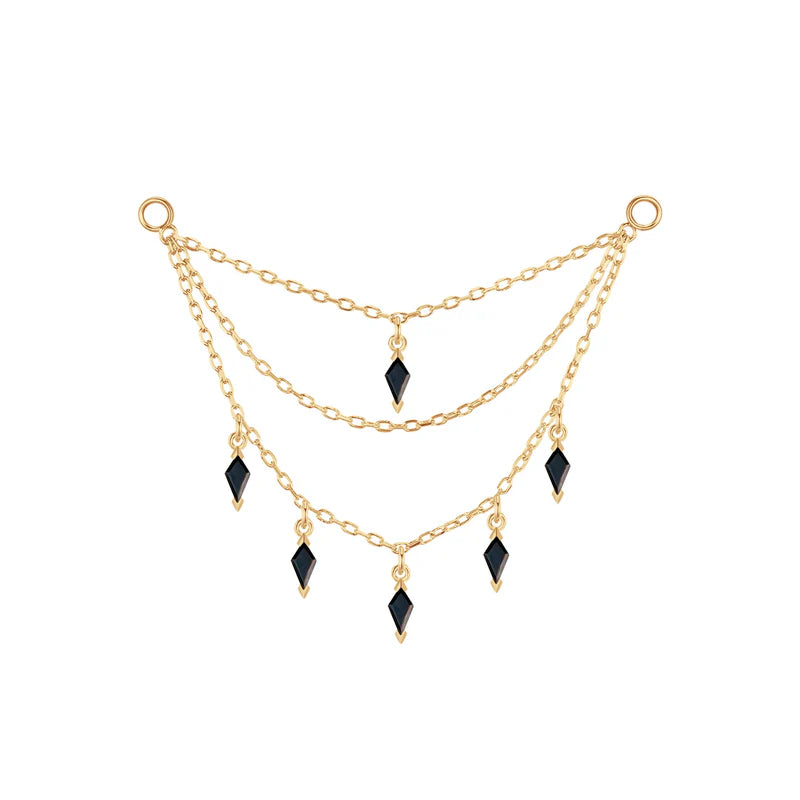 Triple Chain with Kite Gemstones — Modern Mood