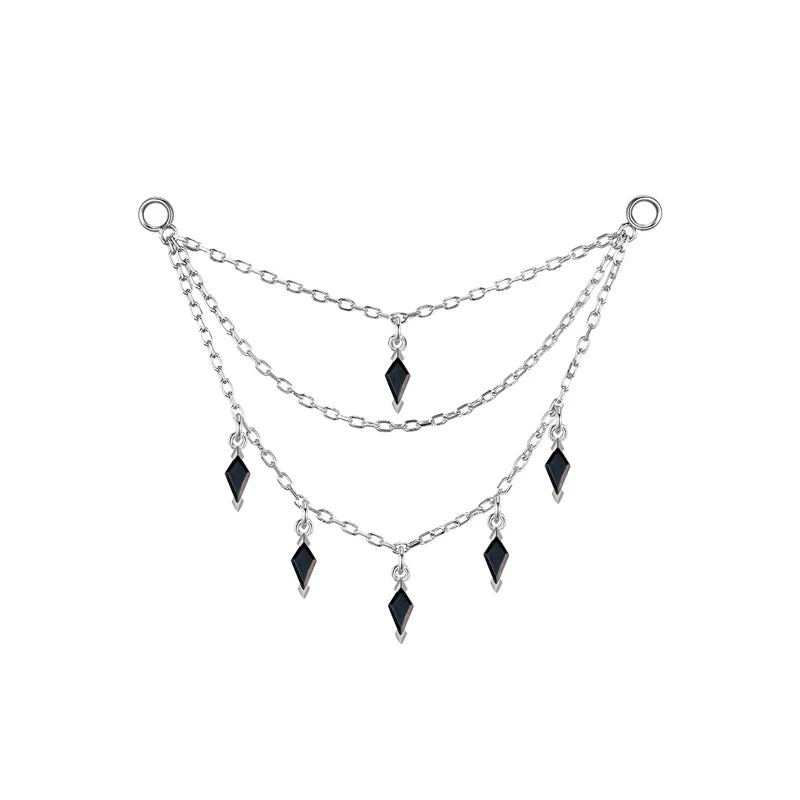 Triple Chain with Kite Gemstones — Modern Mood