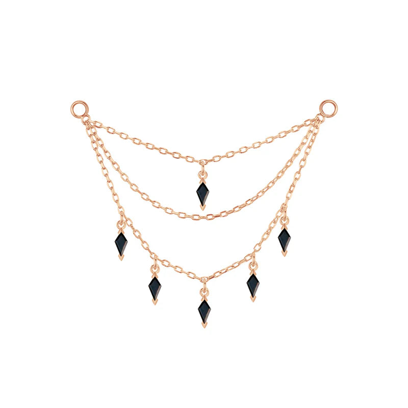 Triple Chain with Kite Gemstones — Modern Mood