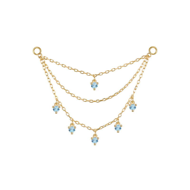 Triple Chain with Round Dripping Gemstones — Modern Mood