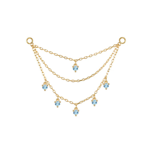 Triple Chain with Round Dripping Gemstones from Modern Mood