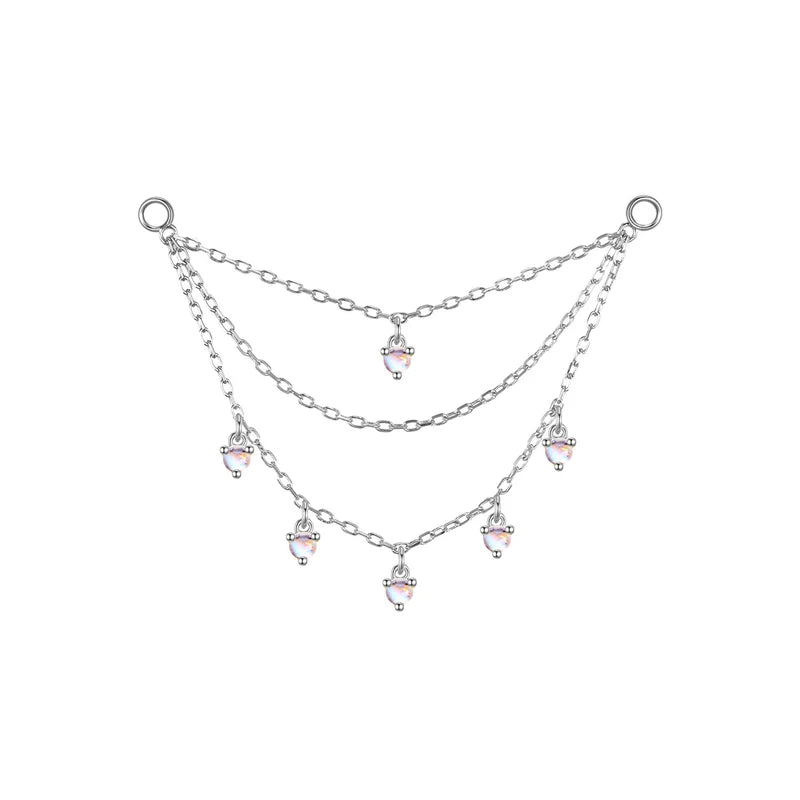 Triple Chain with Round Dripping Gemstones — Modern Mood