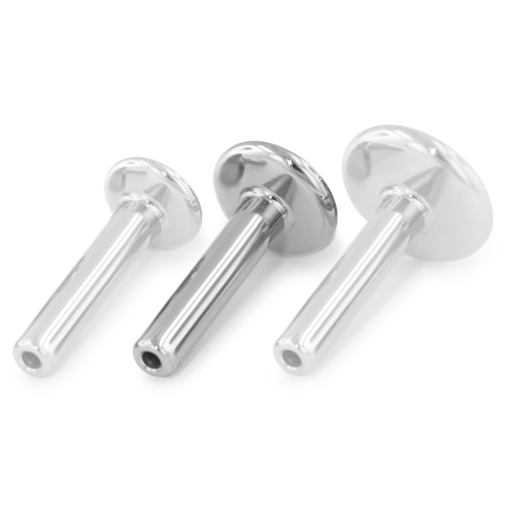 4mm Disk Back size highlighted for the threadless titanium 16 gauge labret