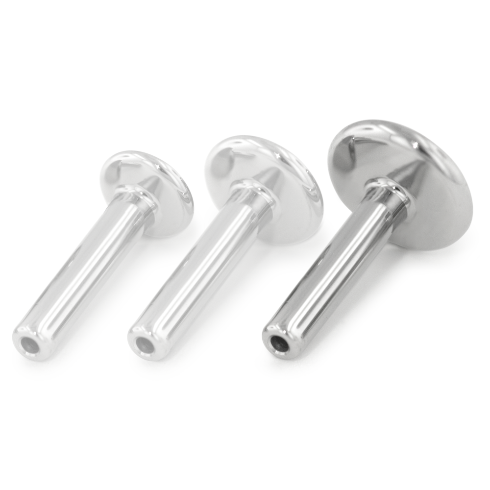 5mm Disk Back size highlighted for the threadless titanium 16 gauge labret