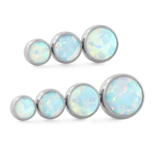 2 sizes of threadless titanium bezel set cabochon cluster - tapered