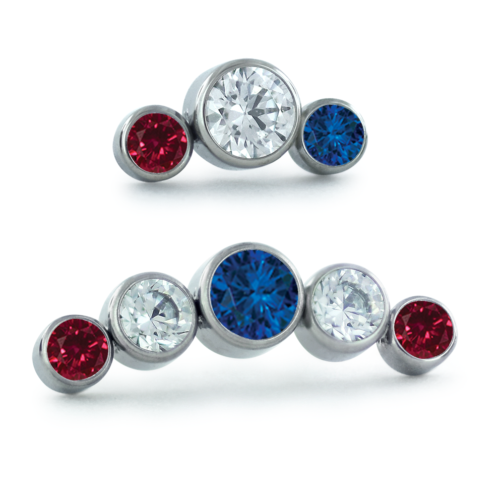 4th of July Bezel Set Cluster - Curved