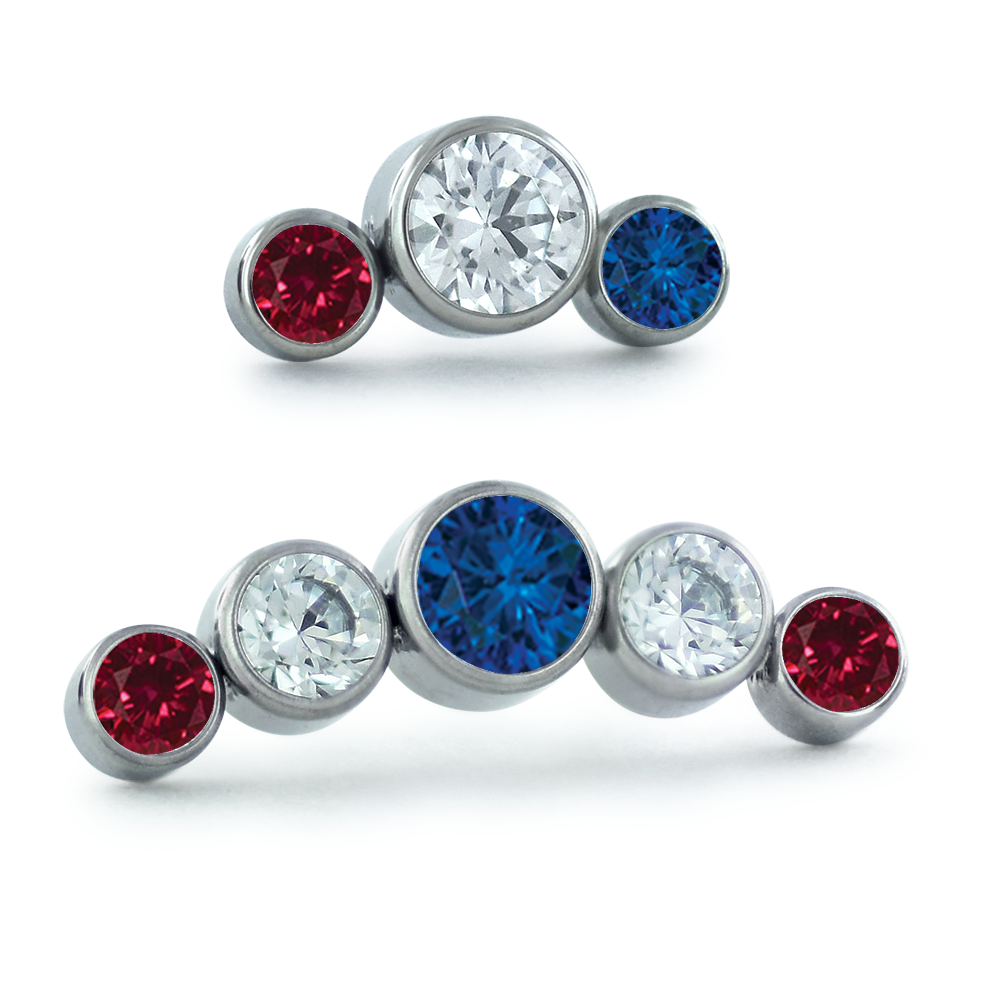 4th of July Bezel Set Cluster - Curved