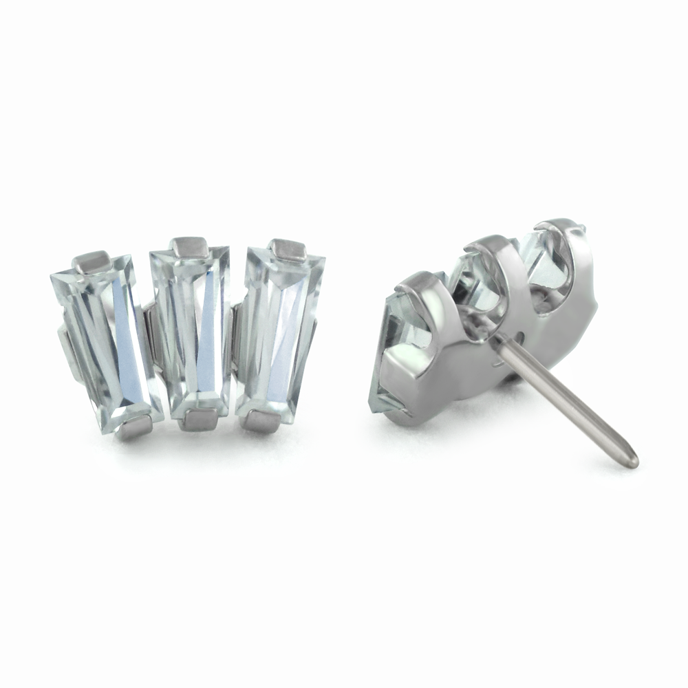 Titanium Baguette Cut Gem Fan Cluster