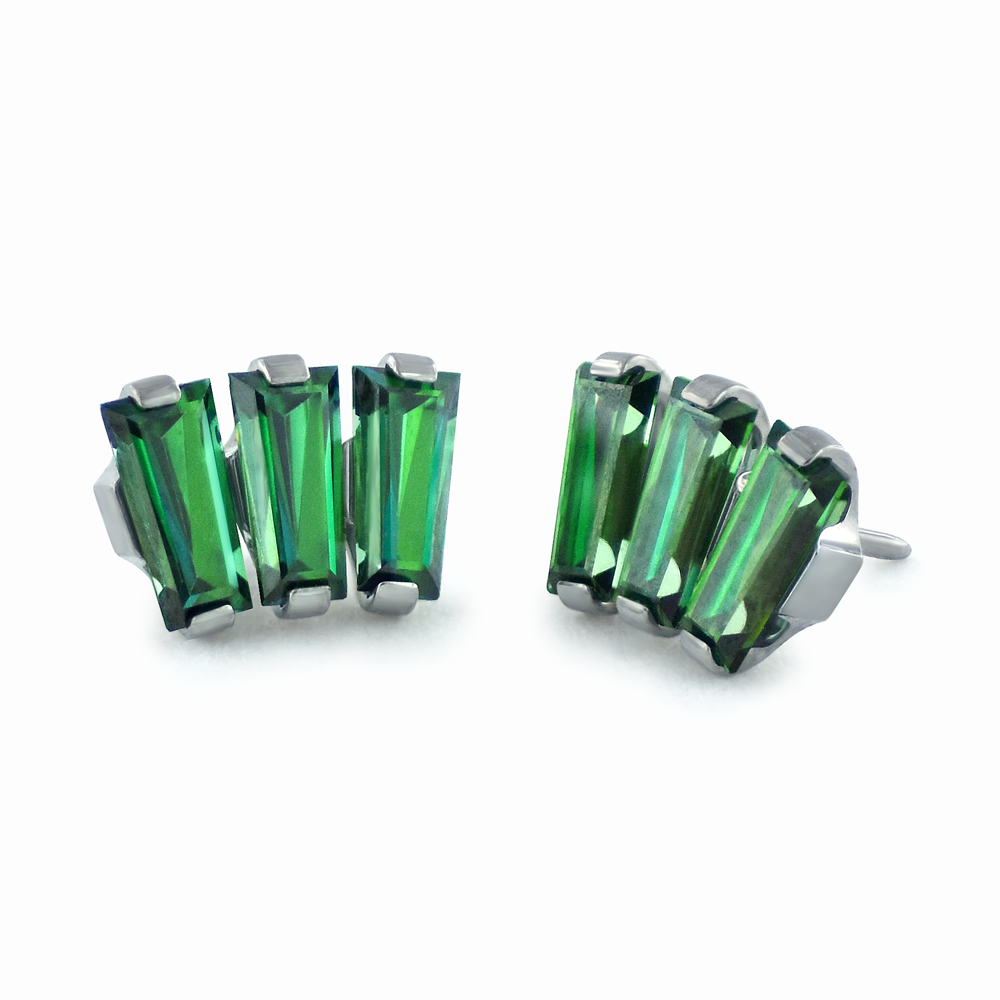 Titanium Baguette Cut Gem Fan Cluster