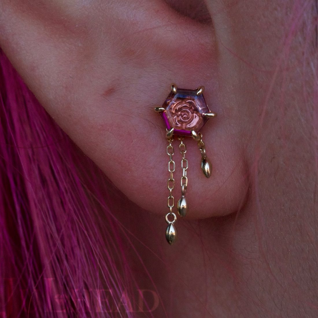 Portrait Cut Hexagon Gemstone with Engraving