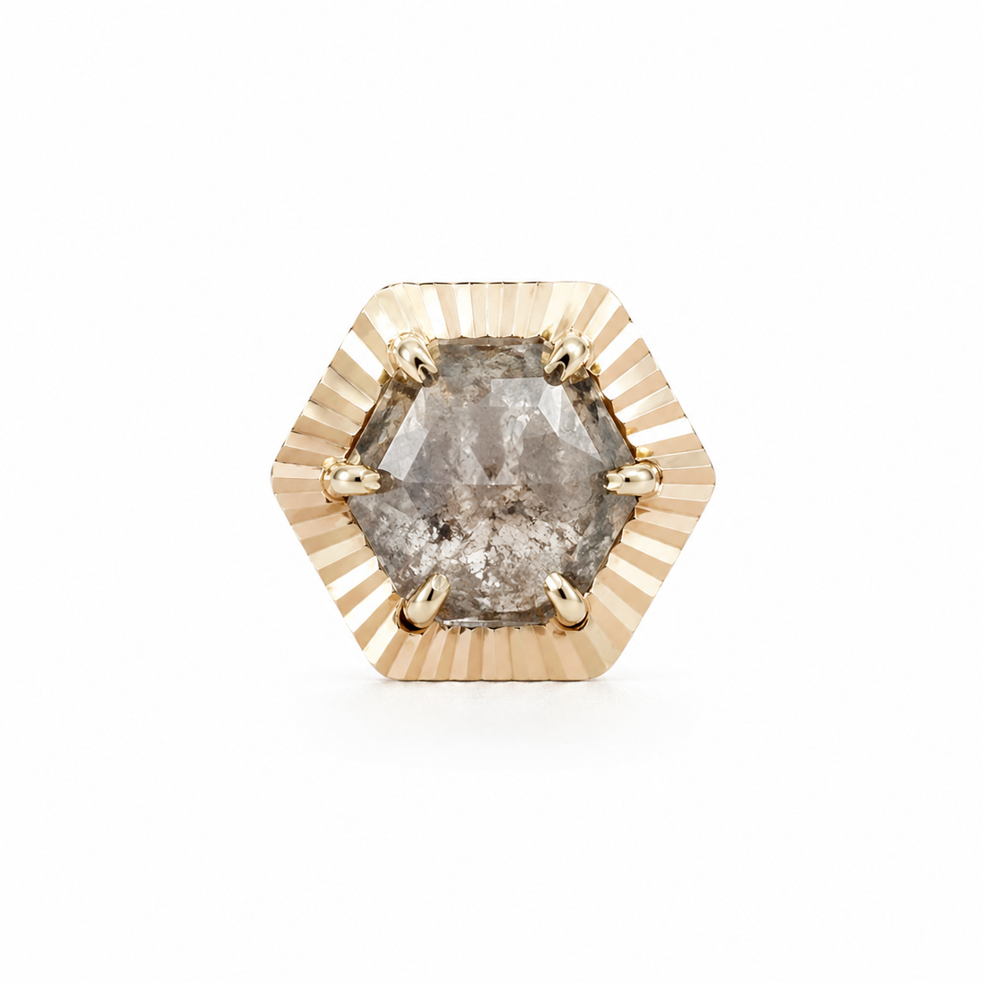 Salt and Pepper Diamond with Ray Gold Edge